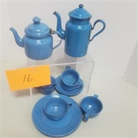 Blue Enamel Children's Dishes (some wear)