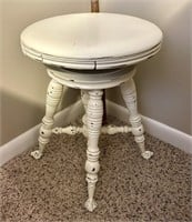 Antique White Painted and Distressed Piano Stool,