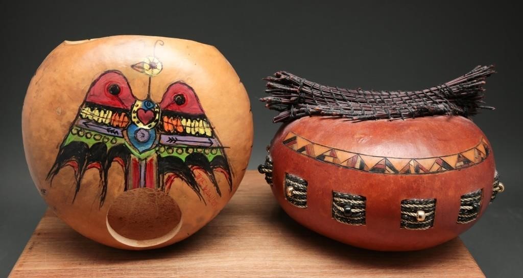 Signed Hand Painted Gourd Art (2)