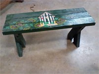 Handpainted wooden bench