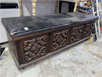 LANE CEDAR CHEST W/ LEATHER CUSHION (48" X 16" X