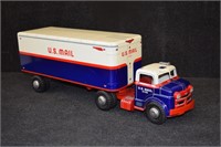 Marx 1950's Pressed Steel US Mail Tractor Trailer"