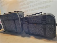 Matching Black-Grey Tweed Suitcases Like NEW