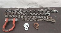 Box Chain Pieces w/Hooks, Cleavis,  Hooks