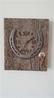 Rustic Barn Wood Horseshoe Clock