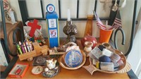 Small Catchall  of Tins, Bird Call & More