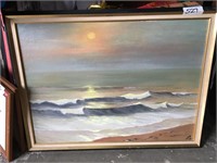 Signed Sunset Of the Beach Oil Painting On Canvas