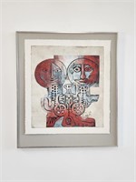 1973 Signed Lithograph Print Two Faces