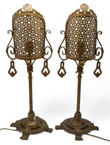 Pair of Vintage Wrought Iron Lamps.