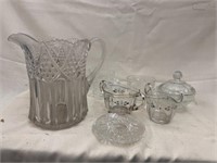 Early American Pressed Glass incl. Pitcher