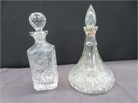 2 CRYSTAL DECANTERS W/ STOPPERS