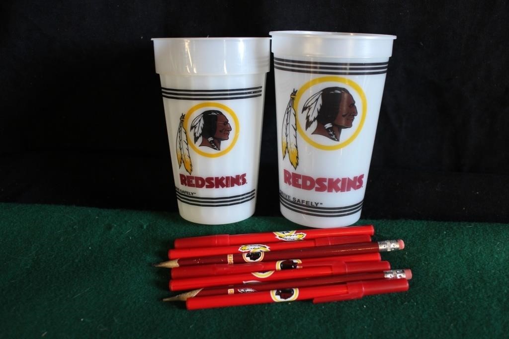 Collection of Washington Red Skin Cups/Pens