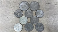 USA two, $1 Coins (1972 & 1976), & 8 half dollars