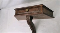 Antique Wood Wall Mount Single Drawer Table