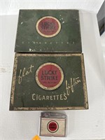 Lucky stripe tins and lighter
