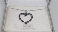 Unmarked sapphire heart necklace chain is