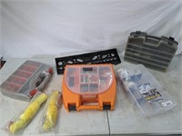 Collection of plastic cases and black and decker