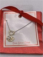 PURE SILVER PLATED CAT NECKLACE W/GIFT BAG