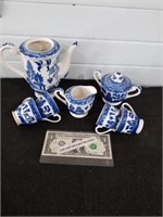 Vintage White and Blue Japanese made Tea set