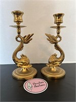 Brass Koi Dragon candlesticks