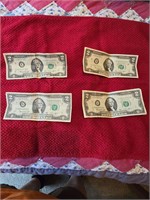 Four 1976 $2 bills