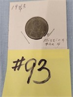 1943 Steel Cent (Missing the 4)