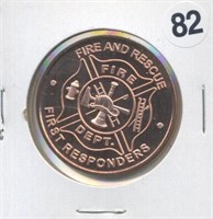 Fire and Rescue One Ounce .999 Copper Round