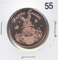 Happy Easter Bunny One Ounce .999 Copper Round