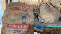 Old sacks with business logos , burlap sacks