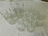 Clear, 13 glasses and 6 mugs.