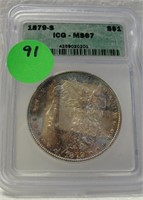 1879-S MORGAN SILVER DOLLAR - GRADED MS67