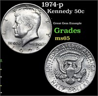 1974-p Kennedy Half Dollar 50c Grades GEM Unc