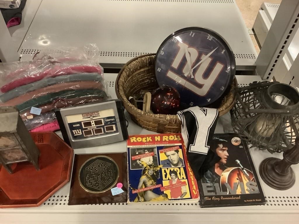 New York Giants merchandise, Elvis book, Rock n