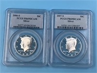 2 graded silver Kennedy half dollars both PR69 DCA