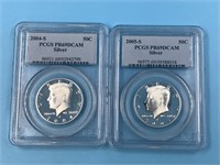 2 graded silver Kennedy half dollars both PR69 DCA