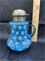 Blue and coin spot opalescent syrup pitcher