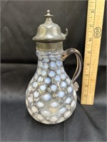 Clear and coin spot opalescent syrup pitcher