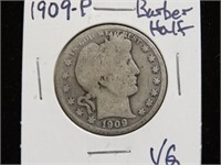 1909 P BARBER HALF DOLLAR 90%