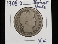 1908 D BARBER HALF DOLLAR 90%