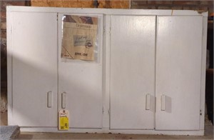White Wooden 4 Door Cabinet w/ Contents
