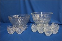 Two punch bowls, 12 X 6.5 with five matching