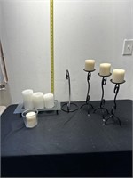 Candle stick holders, candles, and battery