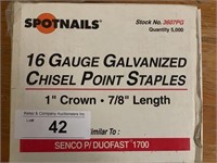 Spotnails 16Ga Chisel Point Galvanized Staples
