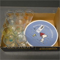 Fred Flintstones Character Glasses - Snoopy Plates