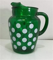 Polka Dot Pitcher Green Glass