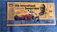 Indy 500 Ticket Stub 1954 w/ raincheck