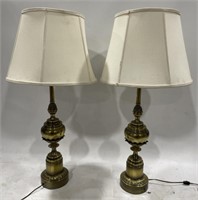 (G) Brass Base Table Lamps Bidding Price x2  Appr