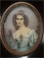 French Hand Painted Portrait Miniature,