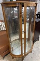 Lite Oak Mirrored Back Curio with Glass Shelves (
