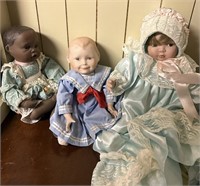 Vintage Porcelain Collector Dolls Lot of 3